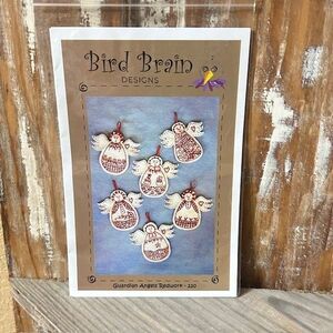 Bird Brain Designs Holiday Guardian Angels Redwork EmbroideryPattern  #220